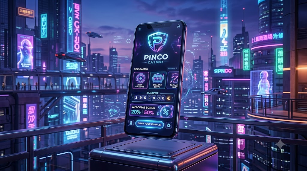 Pinco Casino futuristik mobil kazino interfeysi
